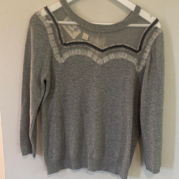 Field Flower Sweaters - Elegant Gray Sweater with Sheer Details